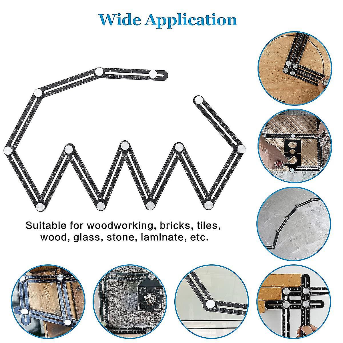 Multi-angle Measuring Ruler，12-sides Protractor Tool Improve Aluminum Alloy Universal Opening Locator