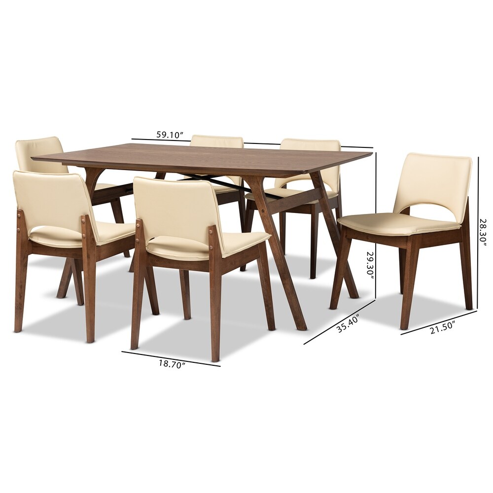 Afton Mid Century Modern 7 Piece Dining Set