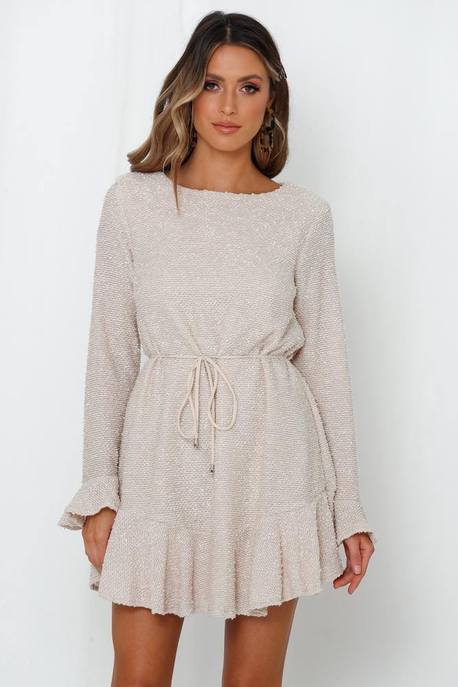 Keep Me Warm At Night Dress Beige