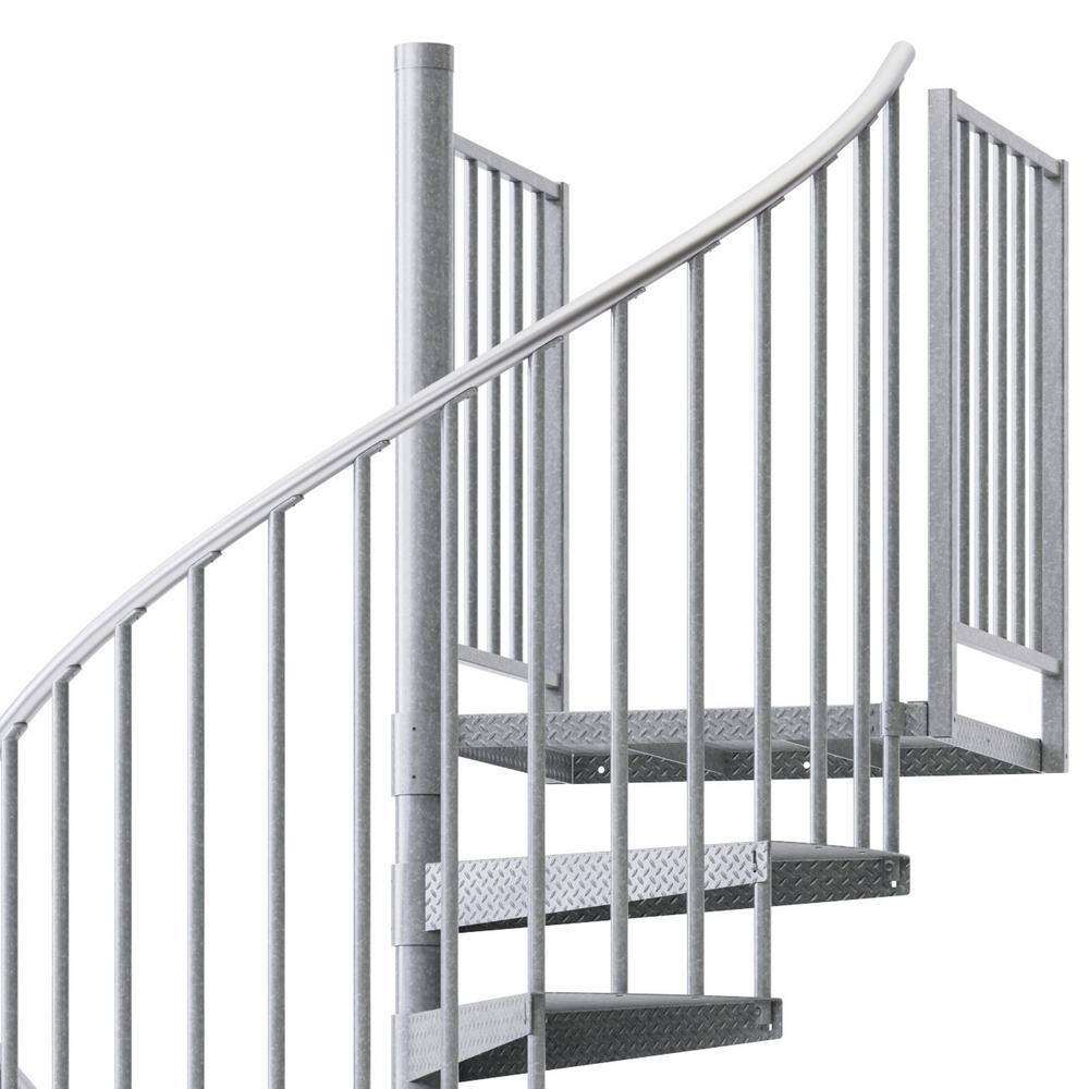 Mylen STAIRS Reroute Galvanized Exterior 60 in. Diameter Spiral Staircase Kit Fits Height 102 in. to 114 in. EC60Z11A002