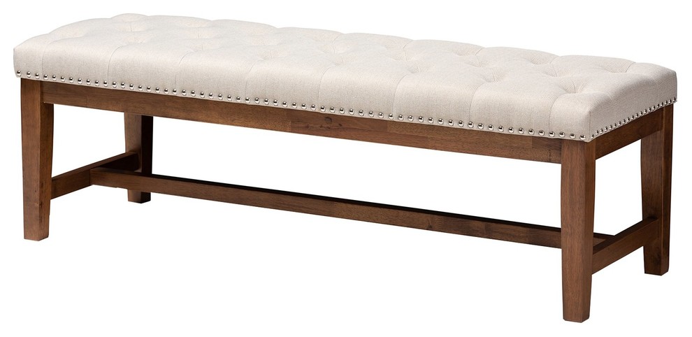 Ainsley Fabric Walnut Solid Rubberwood Bench   Transitional   Upholstered Benches   by Fratantoni Lifestyles  Houzz