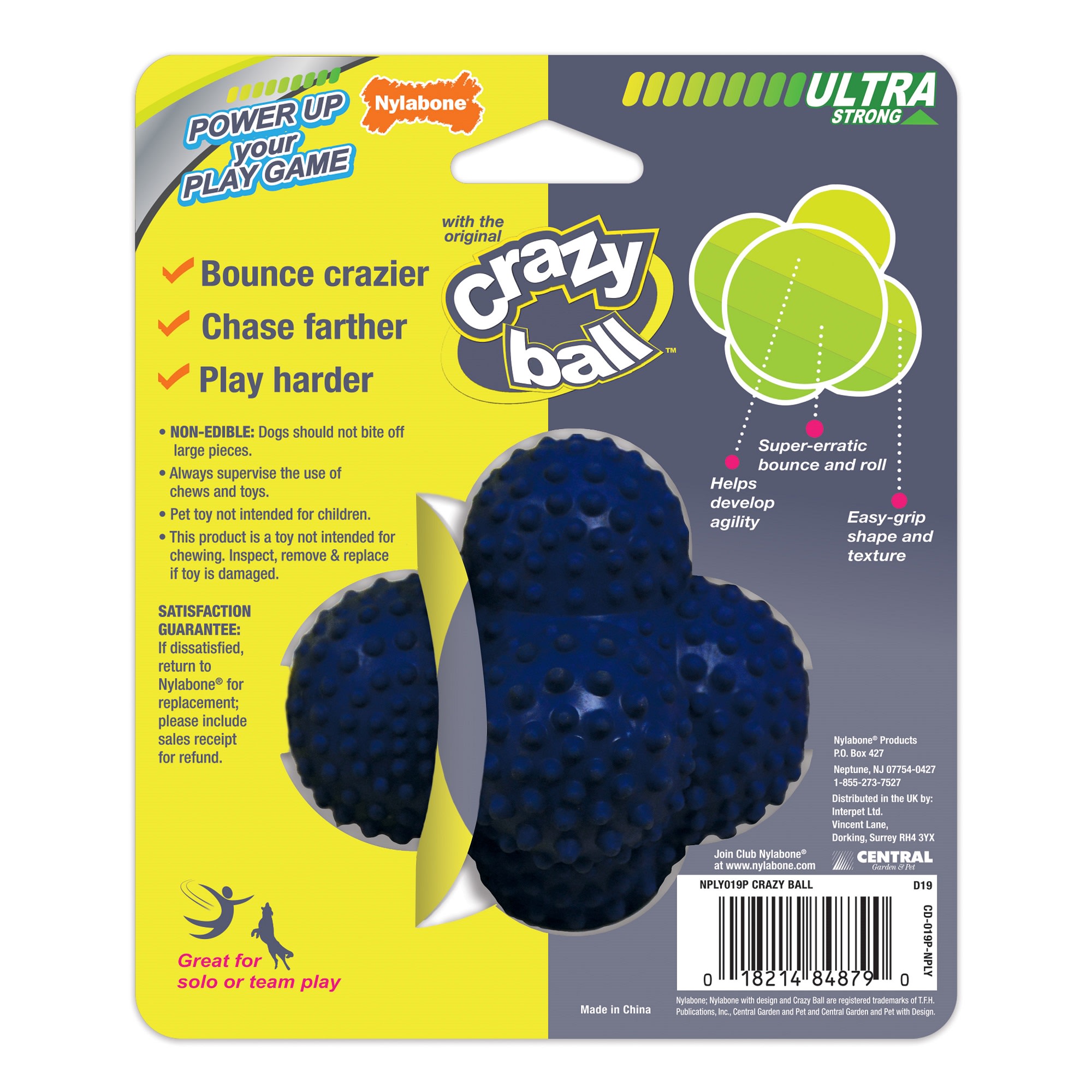 Nylabone Power Play Crazy Ball Dog Toy， Large