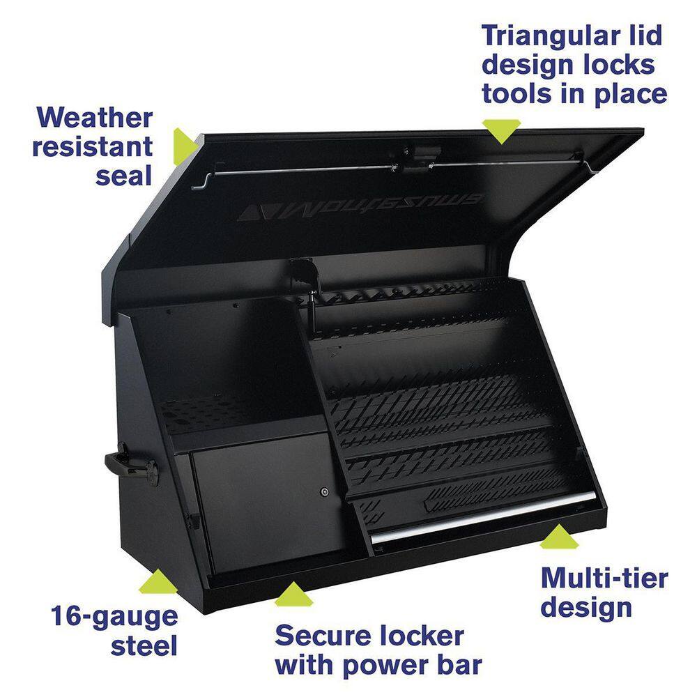 Montezuma 42 in. W x 18 in. D Portable Triangle Top Tool Chest for Sockets Wrenches and Screwdrivers in Flat Black DX411FB