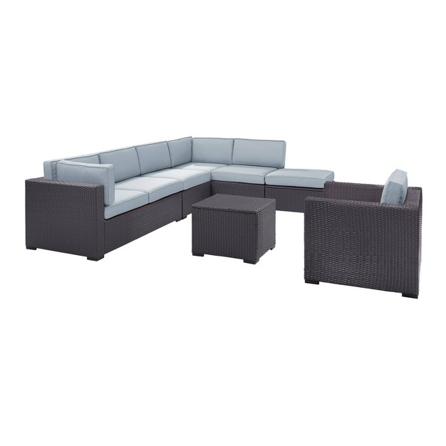 Biscayne 6pc Outdoor Wicker Sectional Set Mist Crosley