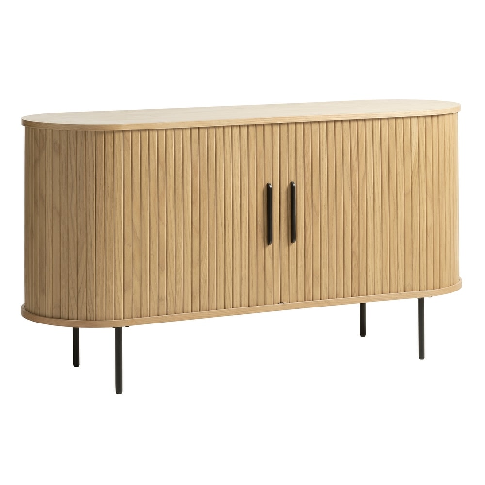 Rye Studio Nicola Mid Century Modern Rounded Sliding Door Sideboard 55\