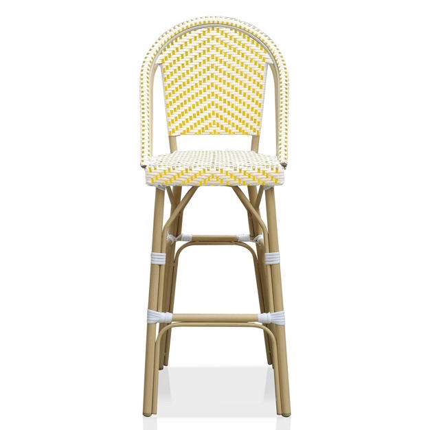 Arely 2pk Wicker Patio Bar Height Chairs Yellow white Mibasics