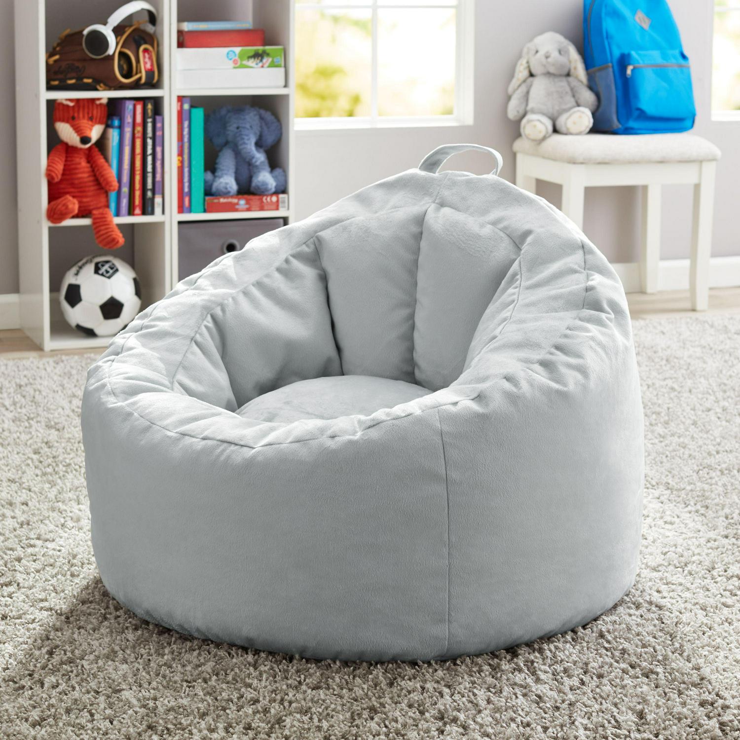 Your Zone Gray Velvet Bean Bag Lounge Chair with Pocket  Crowdfused