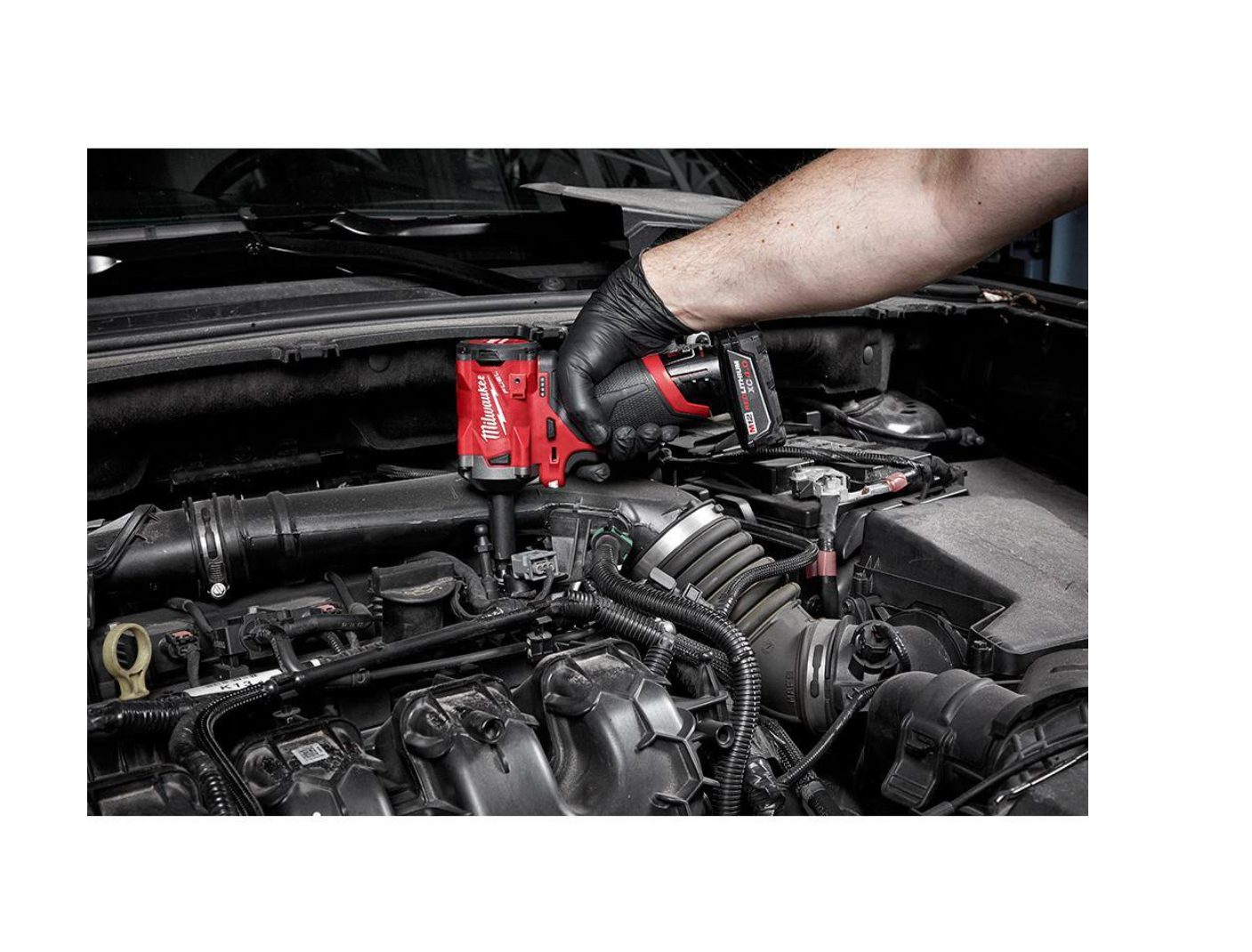 Milwaukee 2554-20-2551-20-48-11-2412 M12 FUEL 12V Lithium-Ion Brushless Cordless Stubby 3/8 in. Impact Wrench and Impact Driver with Two 3.0 Ah Batteries