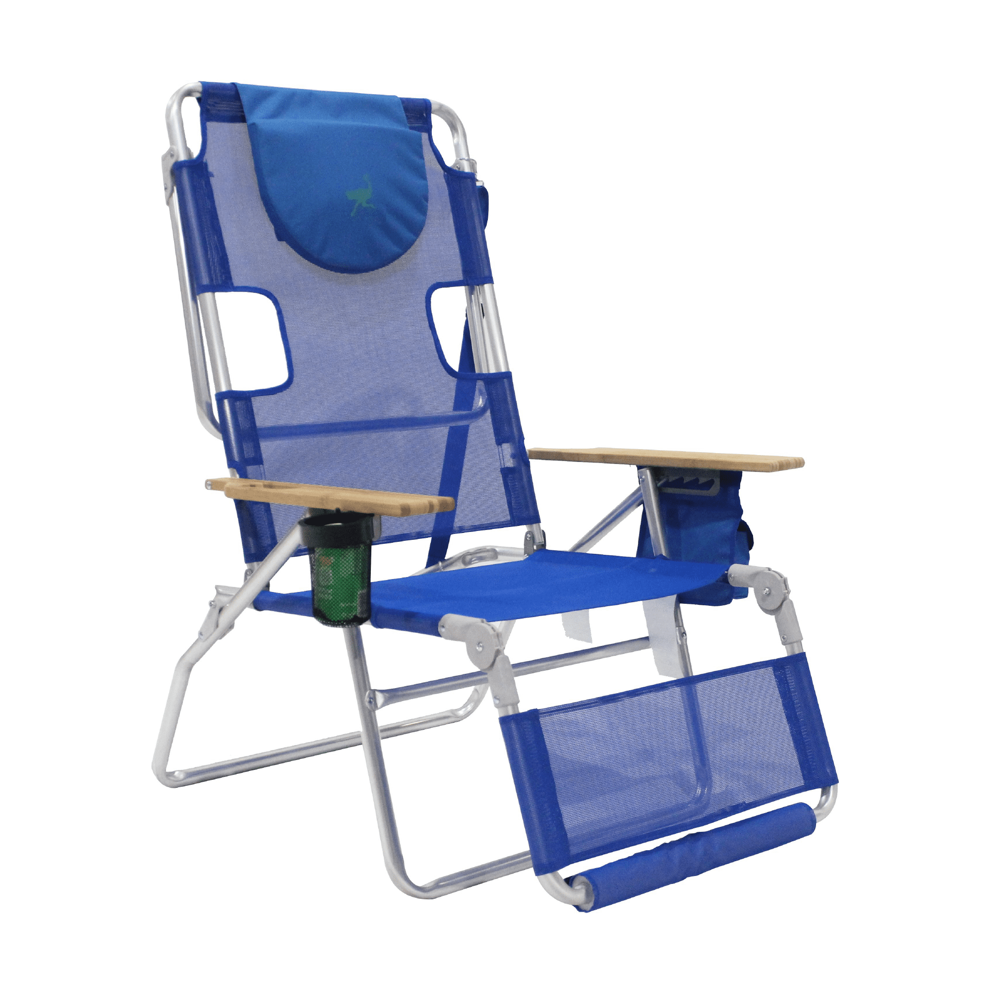 Ostrich 3-N-1 Altitude Outdoor Lounge Reclining Beach 16-Inch Height Chair， Blue