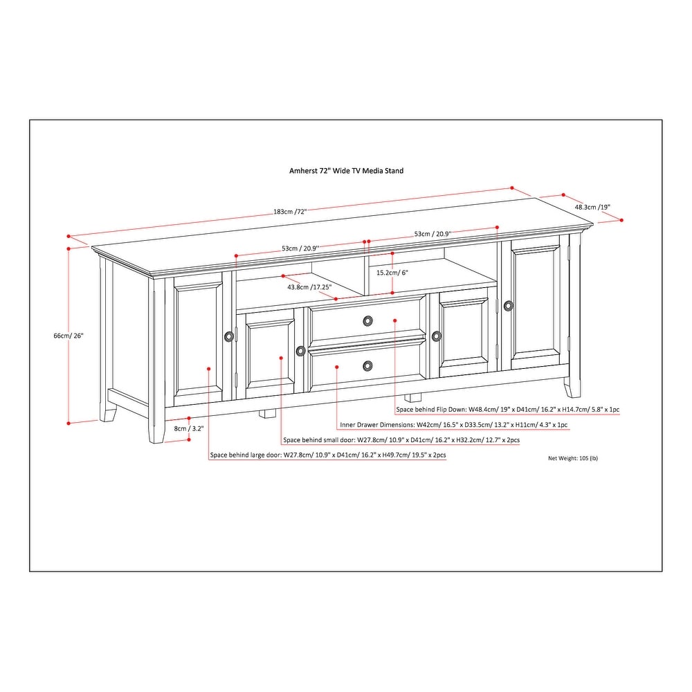 WYNDENHALL Halifax SOLID WOOD 72 inch Wide Transitional TV Media Stand For TVs up to 80 inches   72\