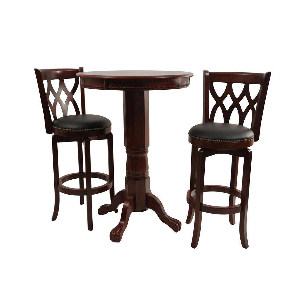 Boraam Cathedral 29 in. Cherry Swivel Cushioned Bar Stool 40329