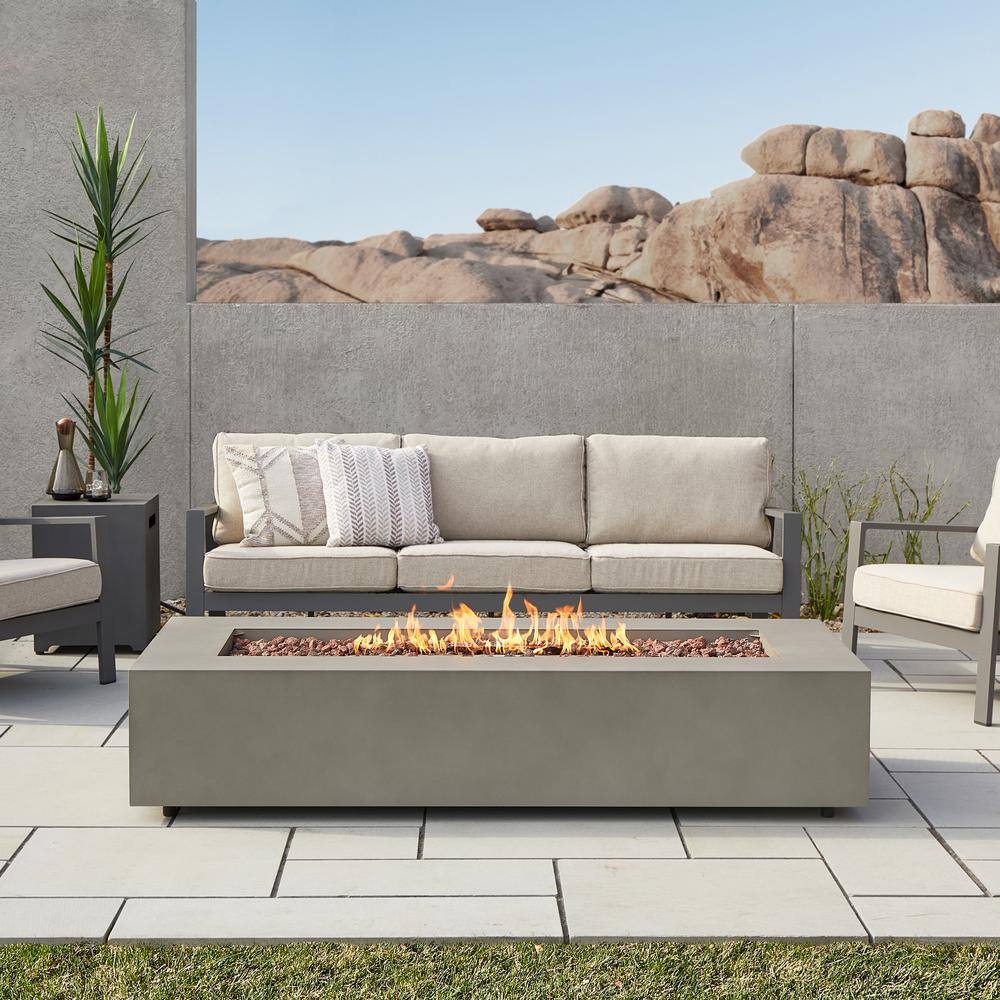 Real Flame Aegean 70 in. L x 32 in. W Outdoor Powder Coated Steel Rectangle Propane in Mist Grey Fire Table with NG Conversion Kit C9814LP-MGRY