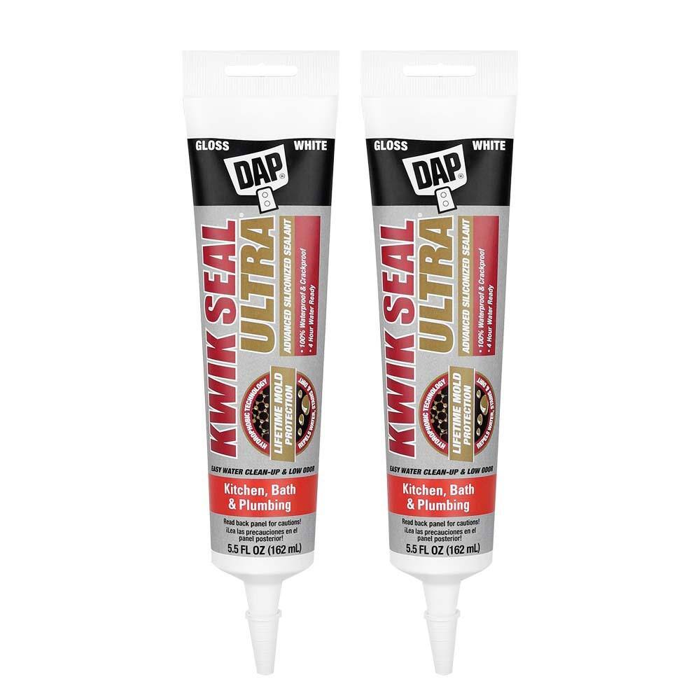 DAP Kwik Seal Ultra 5.5 oz. White Advanced Siliconized Kitchen and Bath Caulk (2-Pack) 7079818901