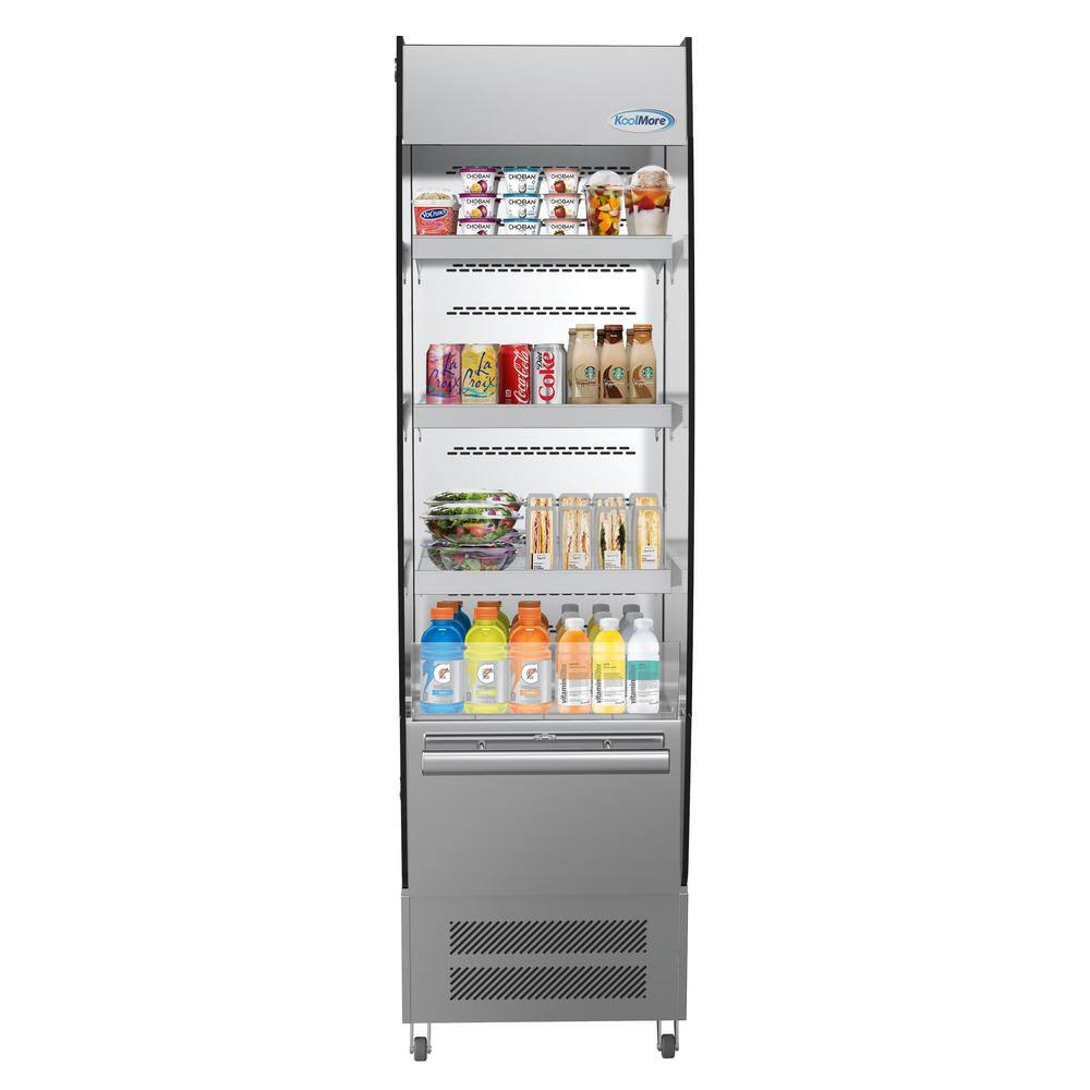 Koolmore 7.7 cu. ft. Commercial Refrigerator Open Air Display Merchandiser with Night Curtain in Stainless Steel KF26-7B