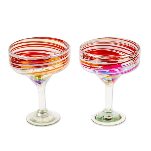 Novica Handmade Sophisticated Enchantment Handblown Margarita Glasses (Pair)