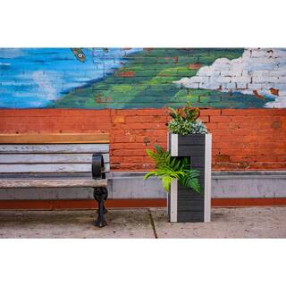 VITA Urbana 13quotL x 13quotW x 30quotH Vinyl Raised Pillar Planter Slate Gray VT17614 VT17614