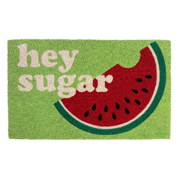 X 2 x27 4 quot Hey Sugar Indoor outdoor Coir Doormat Green white red Entryways