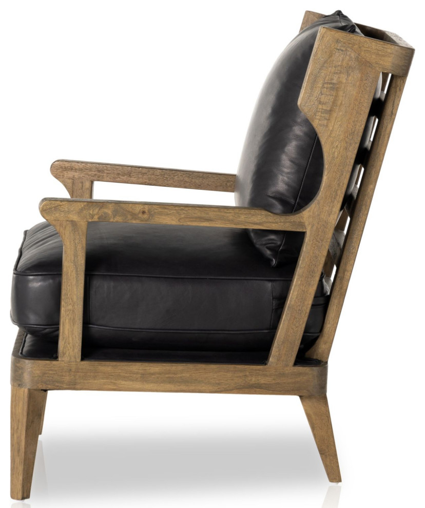 Lennon Heirloom Black Leather Chair   Midcentury   Armchairs And Accent Chairs   by Zin Home  Houzz