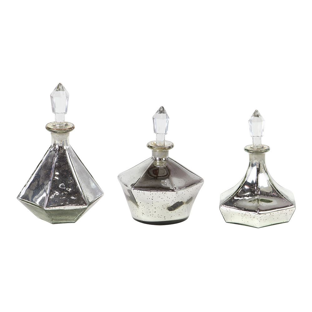 Stella and Eve Glam Style Decorative Silver Bottles 3-pc. Set