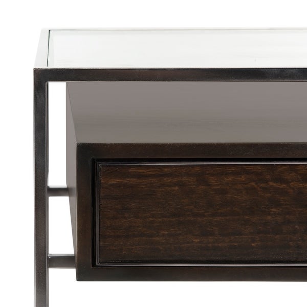 SAFAVIEH Couture High Line Collection Modern Caelan Glass Brown Accent Table - 23.5