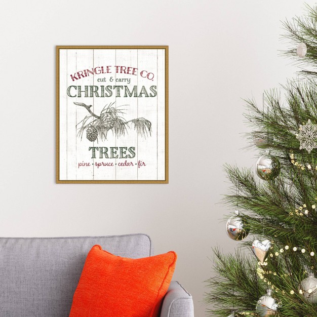 X 20 quot Christmas Tree Farm Sign By Wild Apple Portfolio Framed Canvas Wall Art Amanti Art