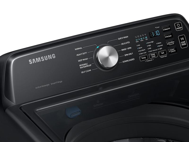 Samsung WA46CG3505AV 4.6 Cu. Ft. Large Capacity Smart Top Load Washer With Activewave™ Agitator And Active Waterjet In Brushed Black