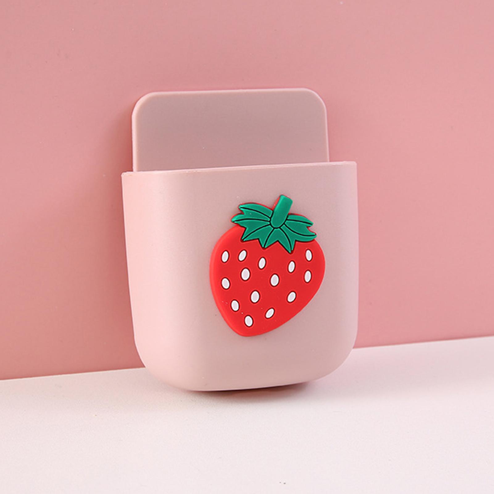 Cartoon Storage Box Wall Mounted Storage Container Cute Phone Storage Box For Home Decoration(pink Strawberry Pattern )