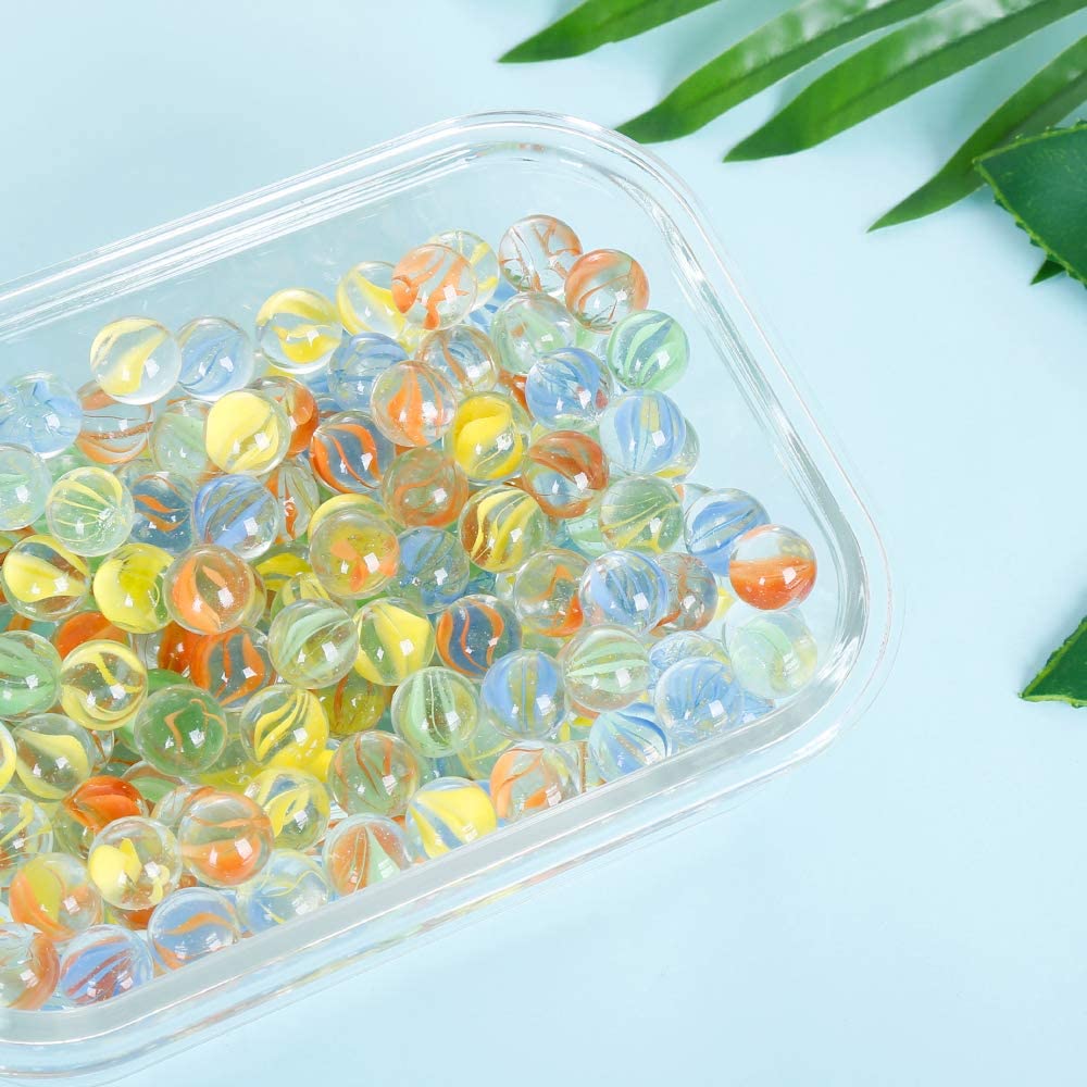 PinkSheep 200Pcs Bulk Assorted Colors Cat Eyes Glass Marbles for Aquarium Decor Games Party Vase