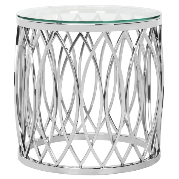 SAFAVIEH Couture High Line Collection April Glass Top Chrome End Table - 20