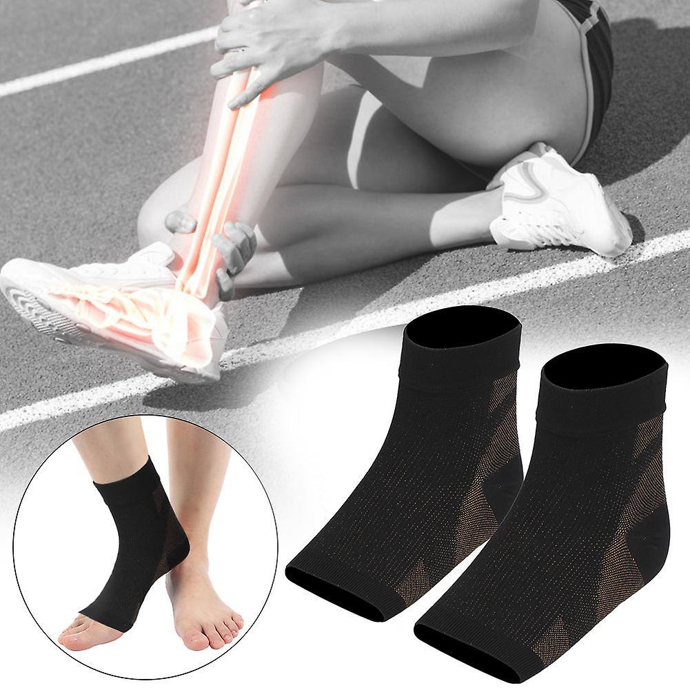 1pair Copper Fiber Ankle Guard Heel Sports Joint Protection Compression Anti Plantar Fascia Breathable Sockscopper Color S/m