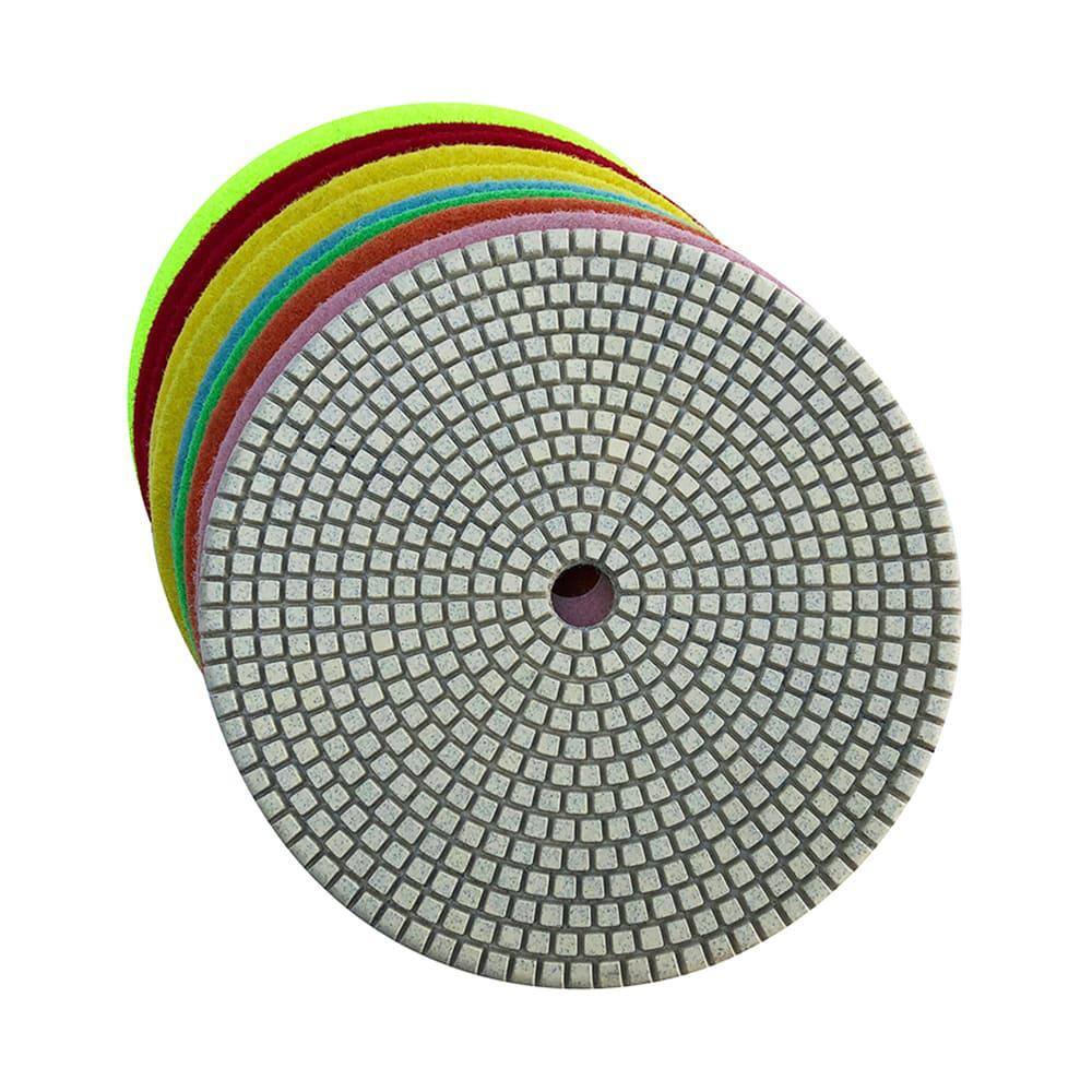 EDiamondTools 7 in. Wet Diamond Stone Polishing Pads 10 Pad Set White Resin #50 (2) #100 (2) #200 (2) to #3000 Grit RWS755112248153