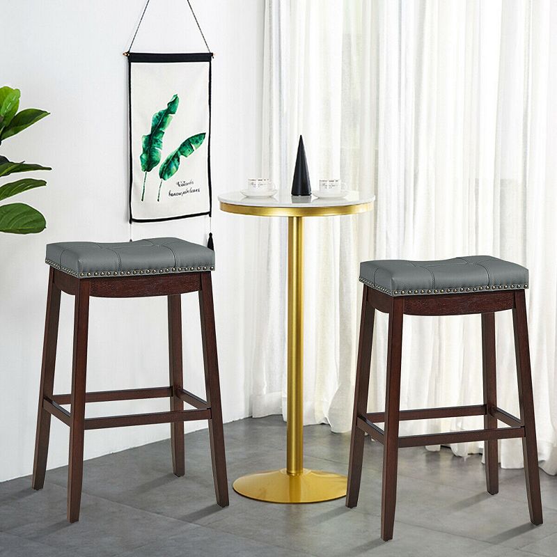 Set of 2 24-Inch Height Backless Counter Stool with Footrest