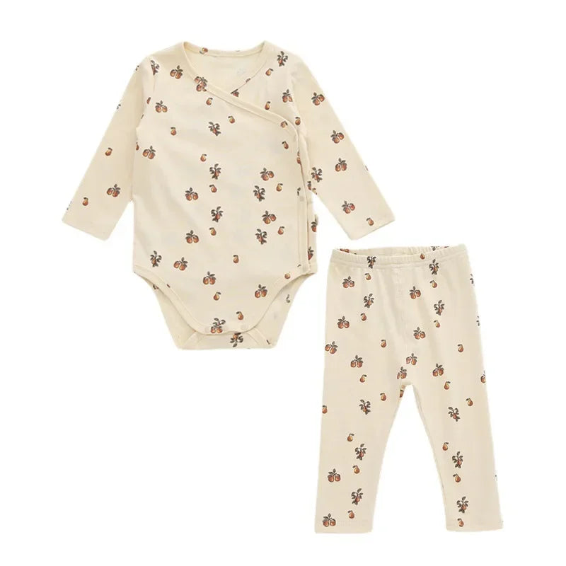 0-24M Newborn Kid Baby Boy Girl Clothes Autumn Winter Long Sleeve Bodysuit Romper Top and Pant suit Print Baby 2Pcs Clothing set