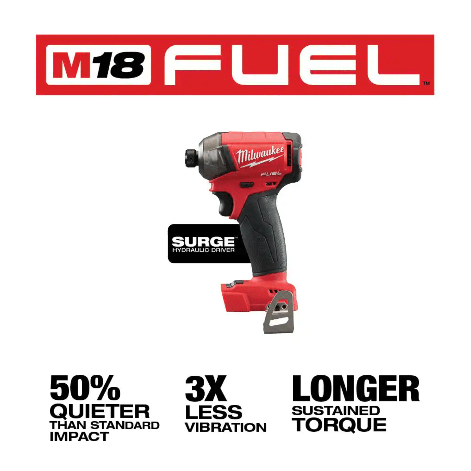 Milwaukee M18 Fuel Surge 18-Volt Lithium-Ion Brushless Cordless 1/4 in. Hex Impact Driver， Tool-Only (2760-20)