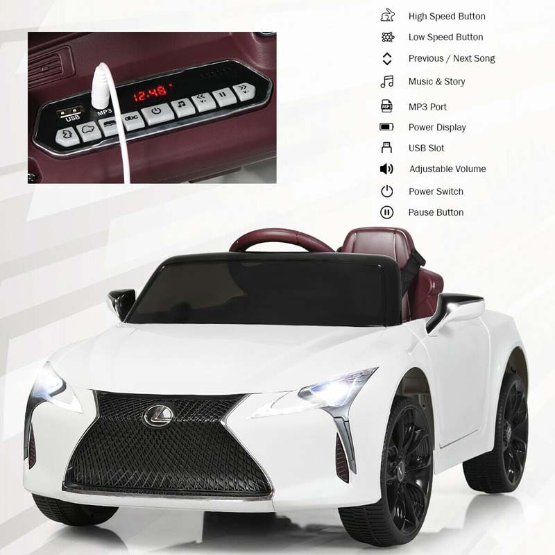 Licensed Lexus LC500 Kids Ride on Car, 12V Battery Powered Electric Vehicle Riding Toy Car with Remote Control