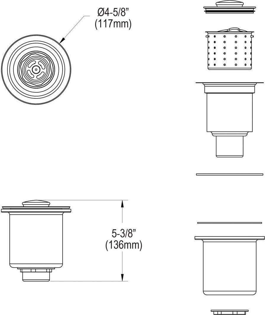 Elkay LKDD 3.5 in. Basket Strainer and Stopper