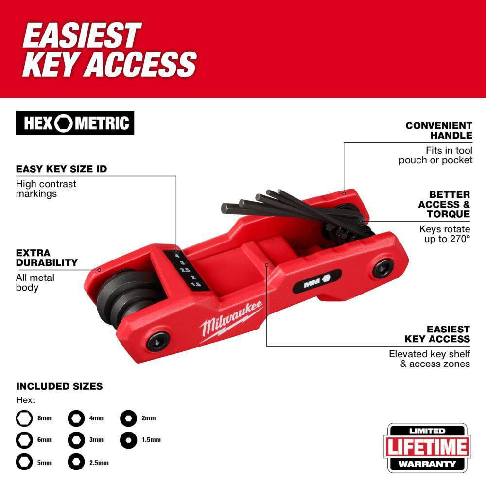 MW 17-Key Folding Hex Key Sets - SAEMetric 48-22-2183