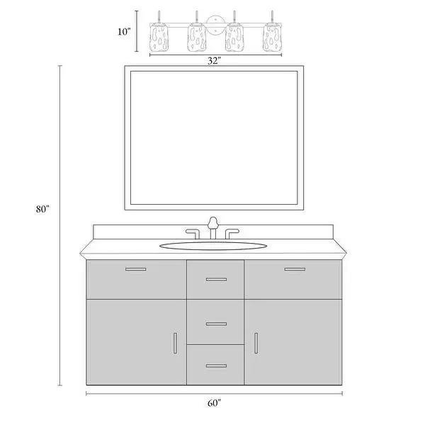 Kole Farmhouse 4-Light Wood Linear Bathroom Vanity Lights Mason Jars Wall Sconces