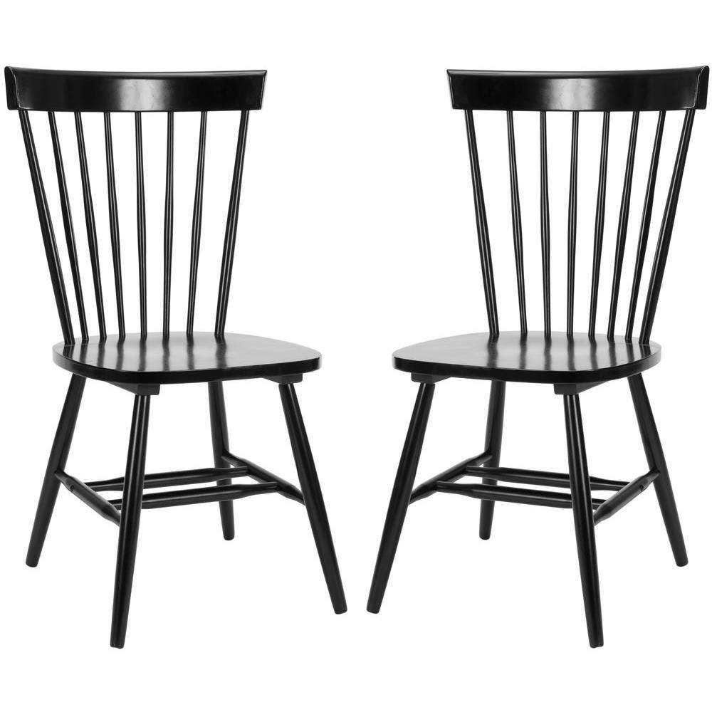 SAFAVIEH Riley Black Wood Dining Chair (Set of 2) AMH8500B-SET2