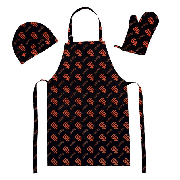 Mlb San Francisco Giants Apron Mitt Hat Grill Tool Set 3pc