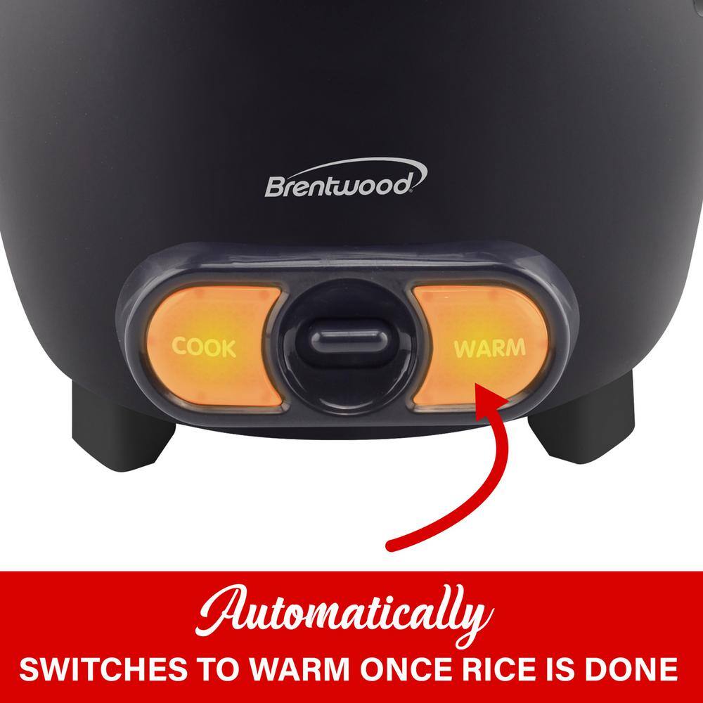 Brentwood 3-Cup Black Uncooked6 Cup Cooked Non Stick Rice Cooker 985117026M