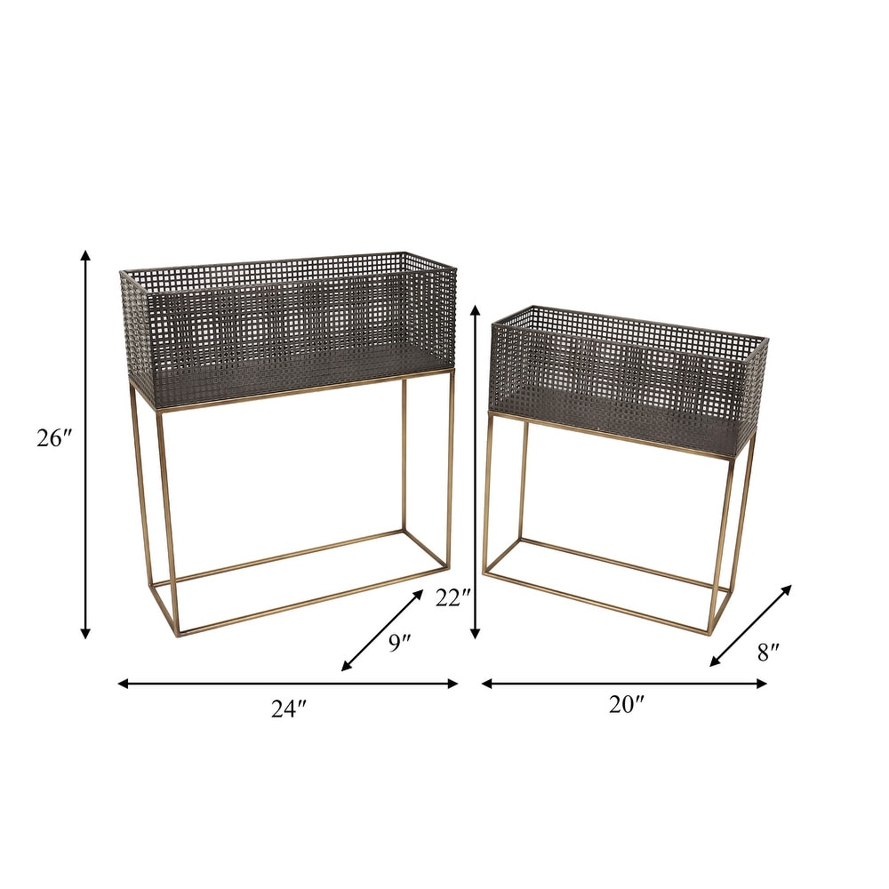 Set of 2 Metal Planters Contemporary 20\