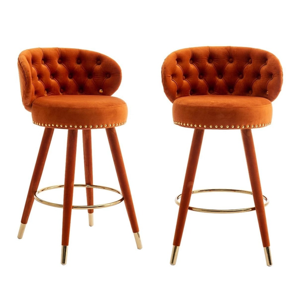 HOMEFUN Counter Height Bar Stools Set of 2 for Kitchen Counter Solid Wood Legs with a fixed height of 360 degrees