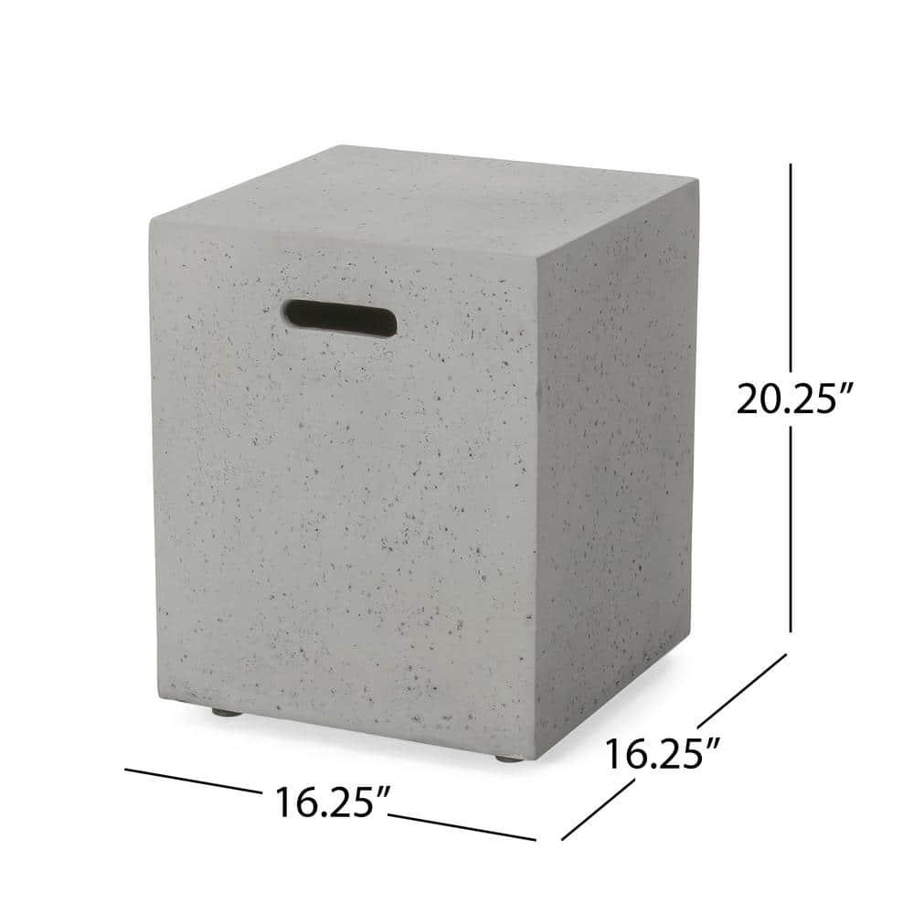 Noble House Zachary 40 in x 15 in Rectangular Concrete Propane Fire Pit in Light Gray with Tank Holder