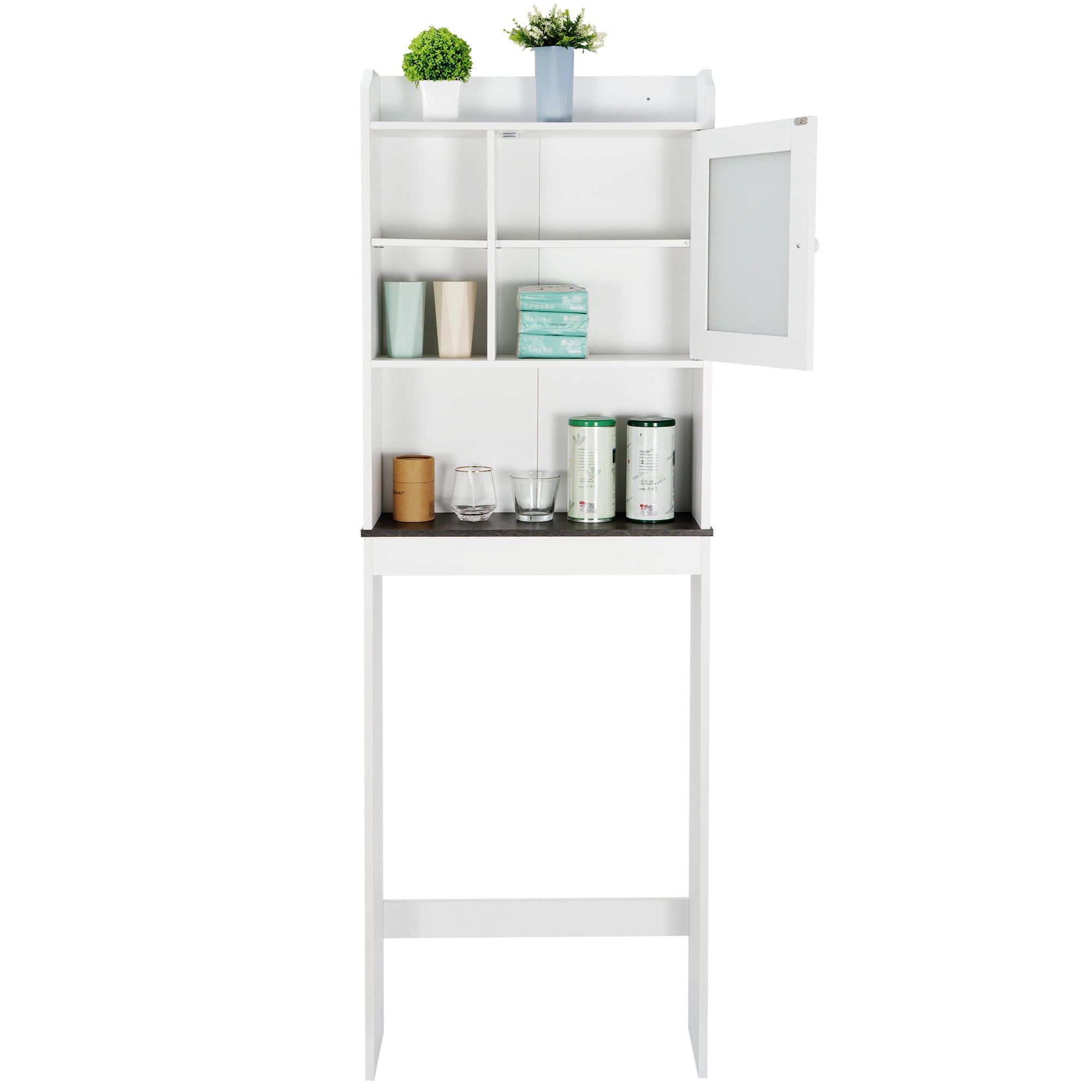 ZENSTYLE Wood Storage Cabinet Modern Over The Toilet Space Saver Home Bathroom White