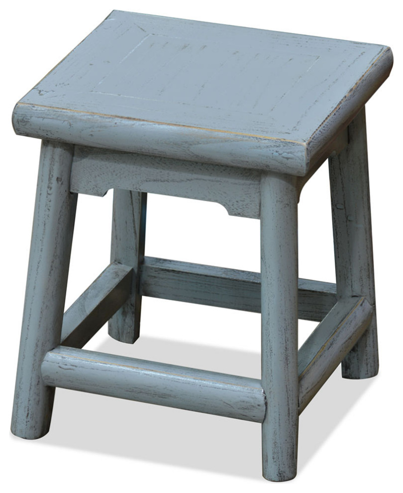 Distressed Grey Petite Chinese Village Wooden Bench   Asian   Vanity Stools And Benches   by China Furniture and Arts  Houzz