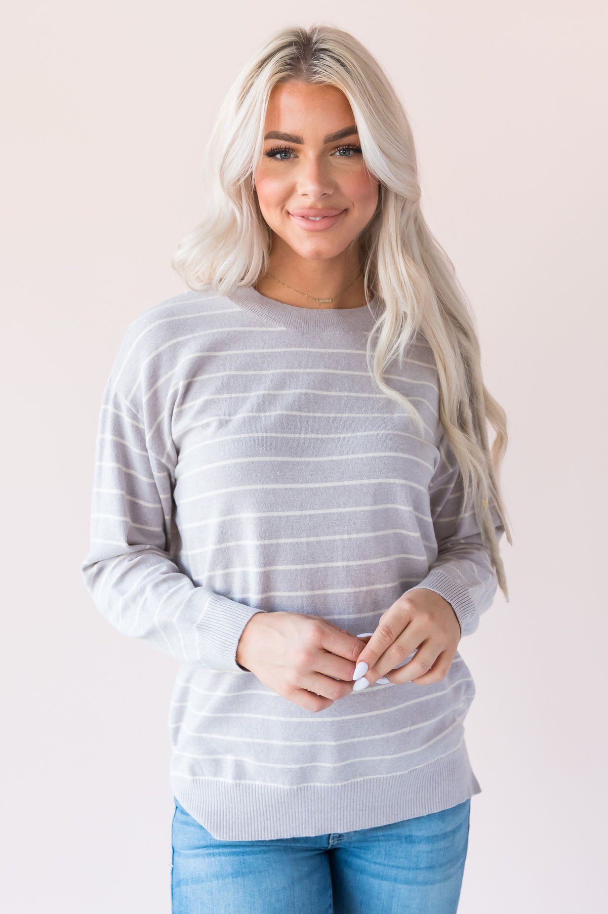 Striped Staple Modest Sweater