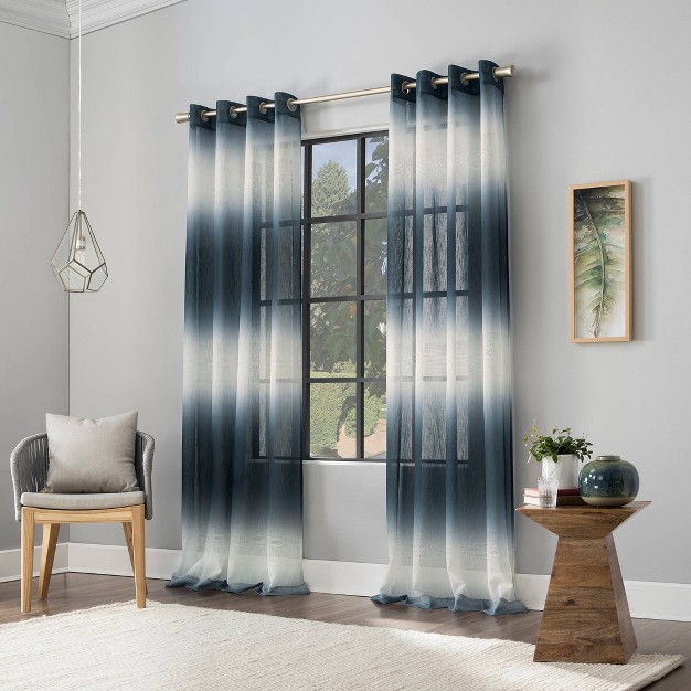 Atlantic Ombre Open Weave Sheer Grommet Top Curtain Panel Scott Living