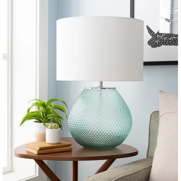 Permelia Sky Blue Hobnail Glass Table Lamp