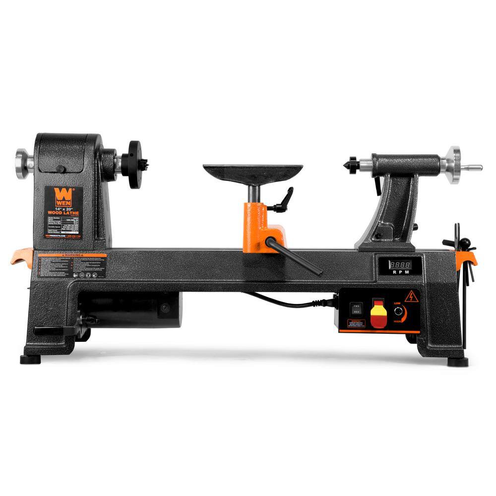 WEN 14 in. x 20 in. 6 Amp Variable Speed Benchtop Wood Lathe 34035